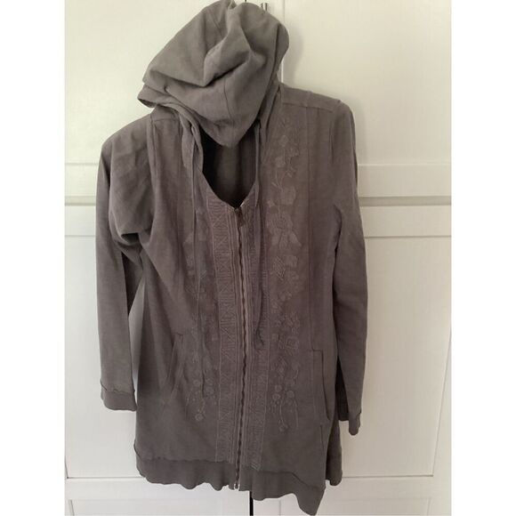 Soft Surroundings Womens Corinna Full Zip Hoodie Sz S Embroidered Clay Brown - Picture 2 of 8